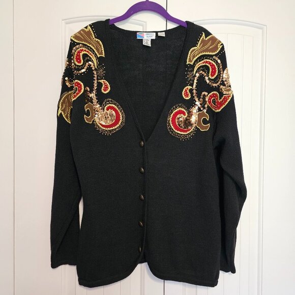 Women's Lindsey Blake Sequined Beaded Cardigan Size Large - Picture 1 of 7